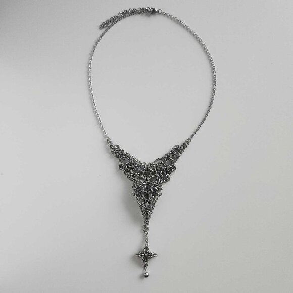 Vintage starlight silver rosary necklace ✦ unique handmade chainmail necklace ✦ - Picture 5 of 9